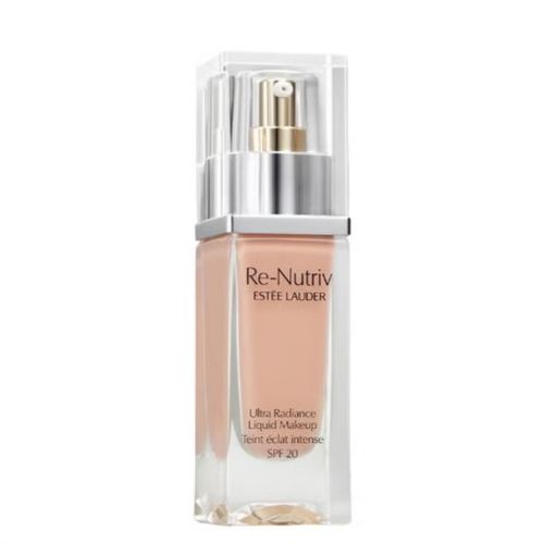 The elegant gold-capped glass bottle of the Estée Lauder Re-Nutriv Ultra Radiance Liquid Makeup. Read my full review and find the best promos and savings on this luxurious foundation