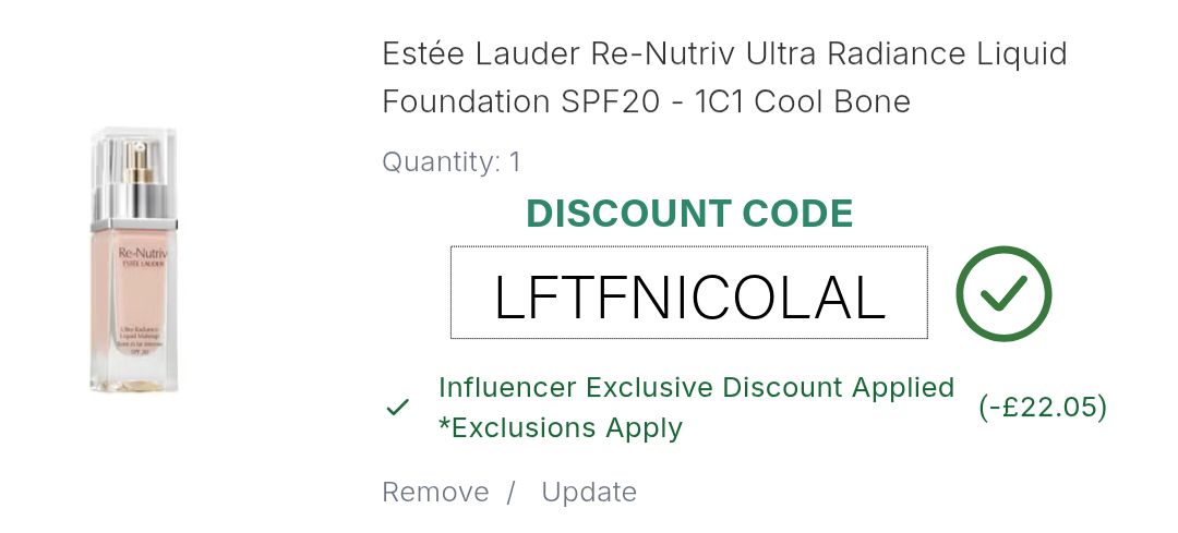 Estée Lauder Re-Nutriv Ultra Radiance Foundation Promo