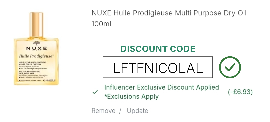 NUXE Huile Prodigieuse Dry Oil Discount Code