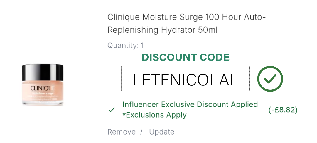 Clinique Moisture Surge 100 Hour Auto Replenishing Hydrator Discount Code