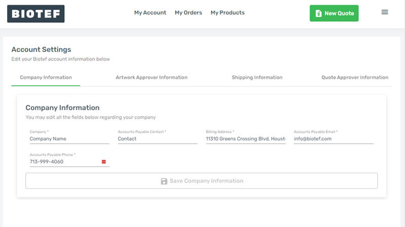 Company information form