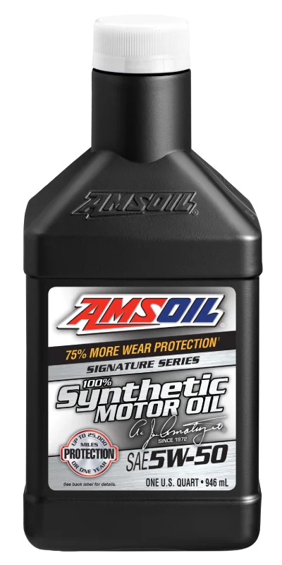 AMSOIL Signature Series 5W-50 Synthetic motor oil bottle