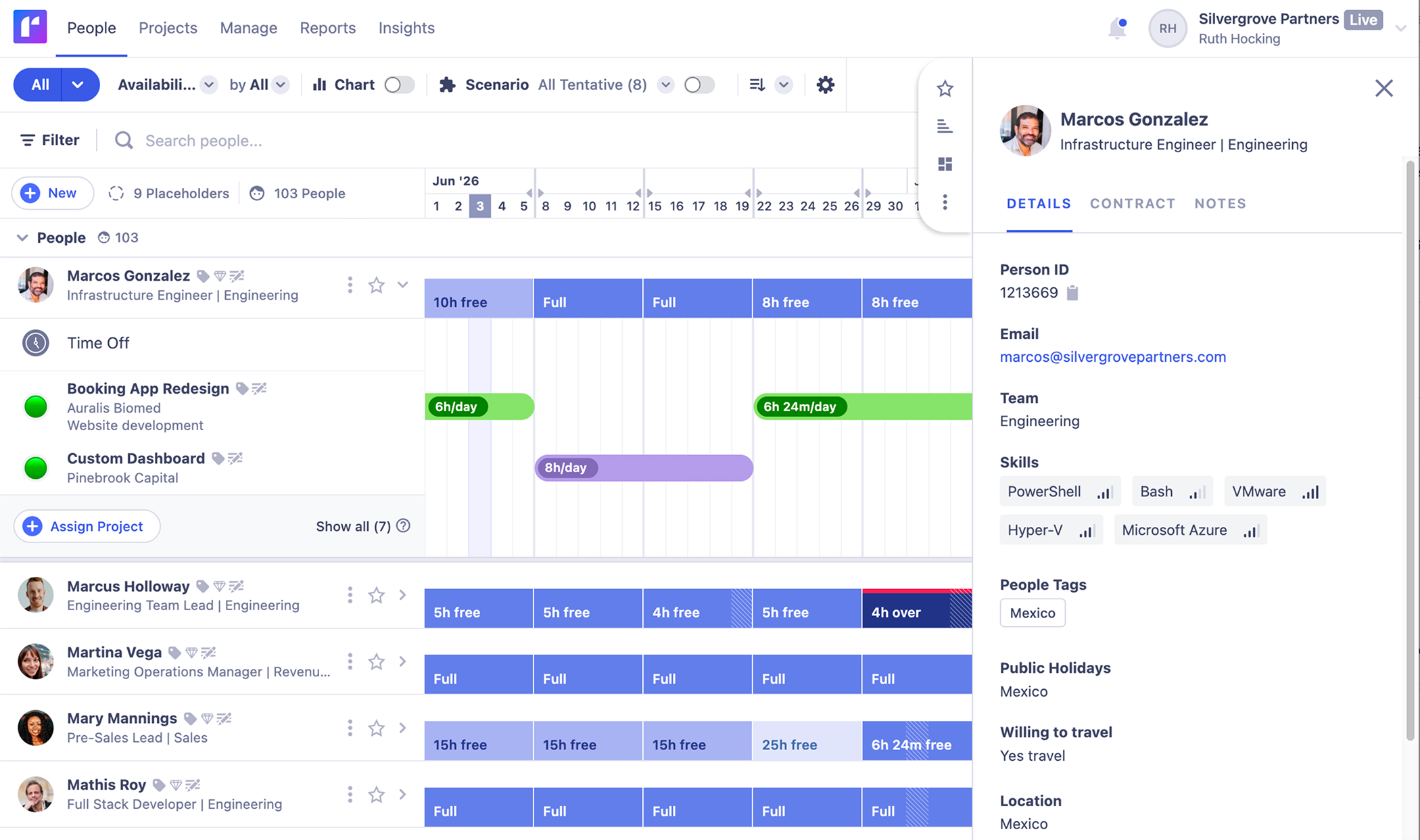 Custom data screen showing tags, skills, and custom fields used to organize people data.