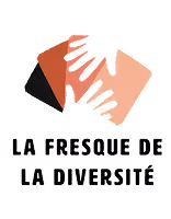 Logo showing four stylized hands in different skin tones overlapping, with text 'LA FRESQUE DE LA DIVERSITÉ' below.