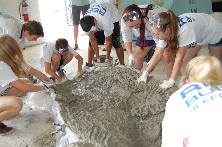 Children building a reef section
