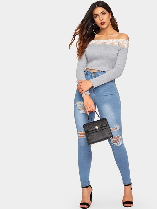 Butterfly Sleeve Polka Dot Frill Blouse