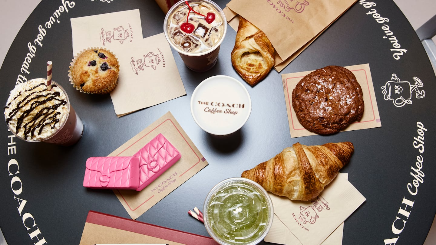 Coach Coffee Shop offerings, including the Tabby cake.