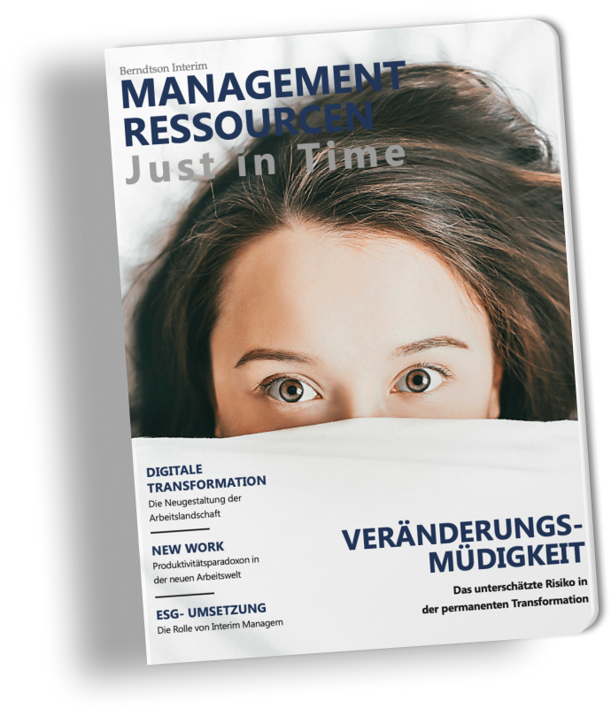Unsere Brochüre Just in Time als Mockup