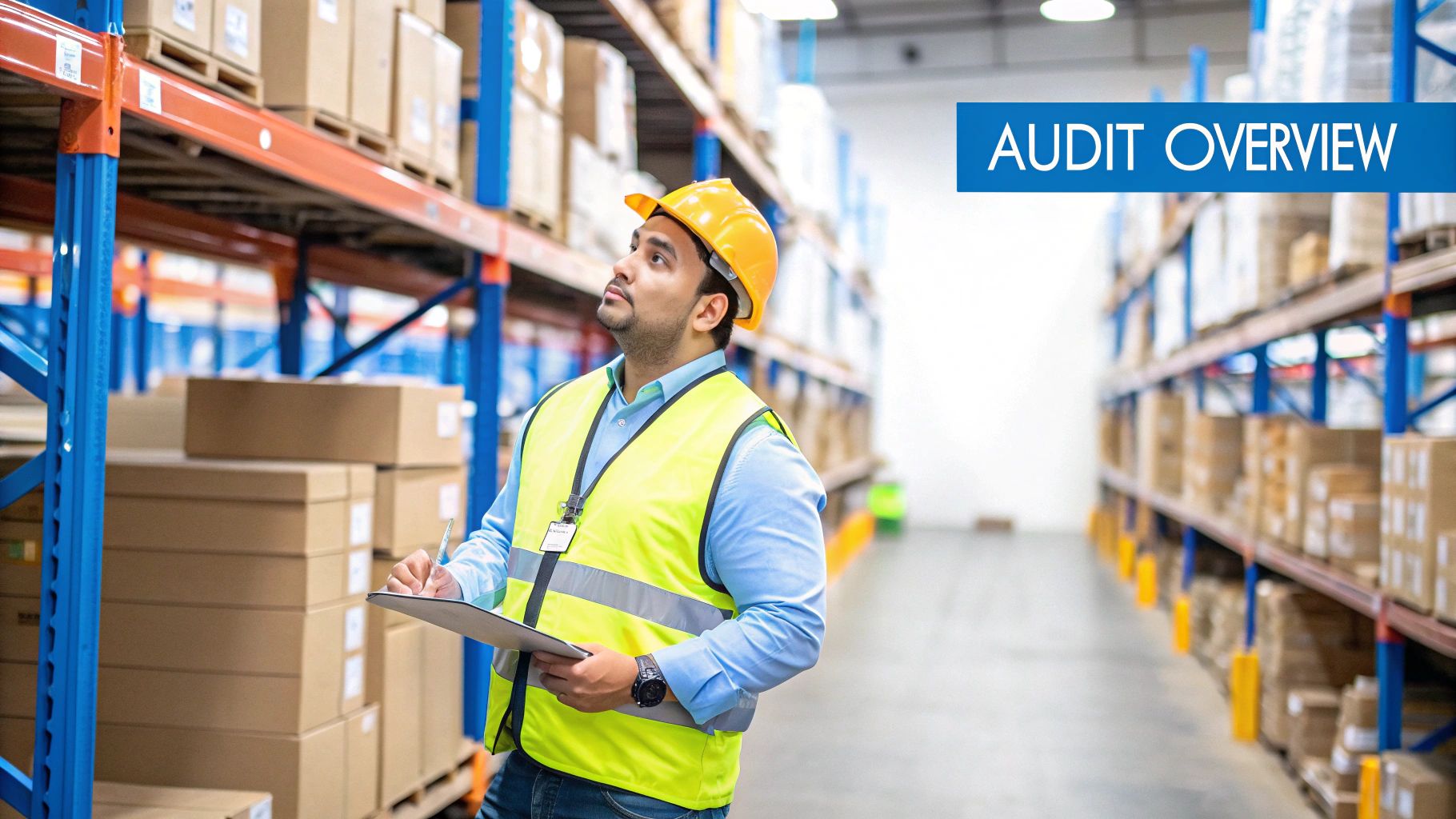 Warehouse workers using scanners for an inventory audit