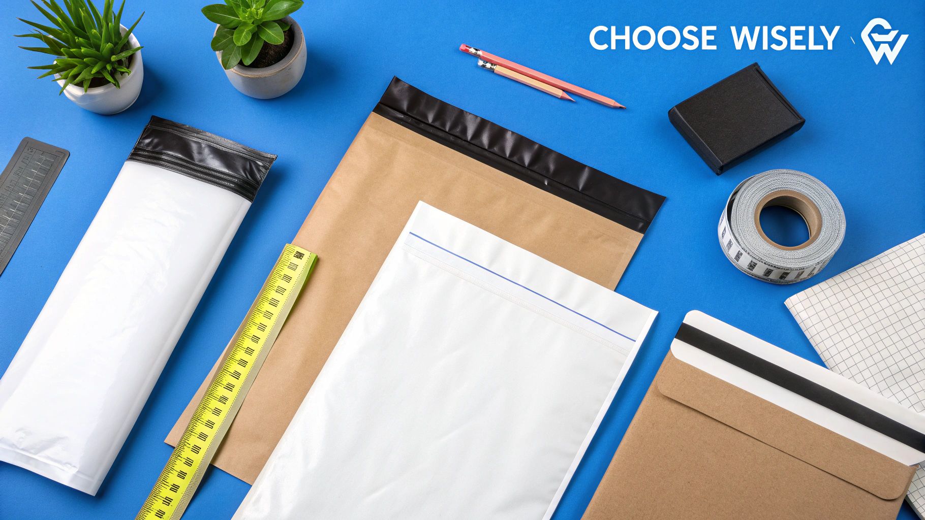 A person holding up a custom-branded poly mailer.