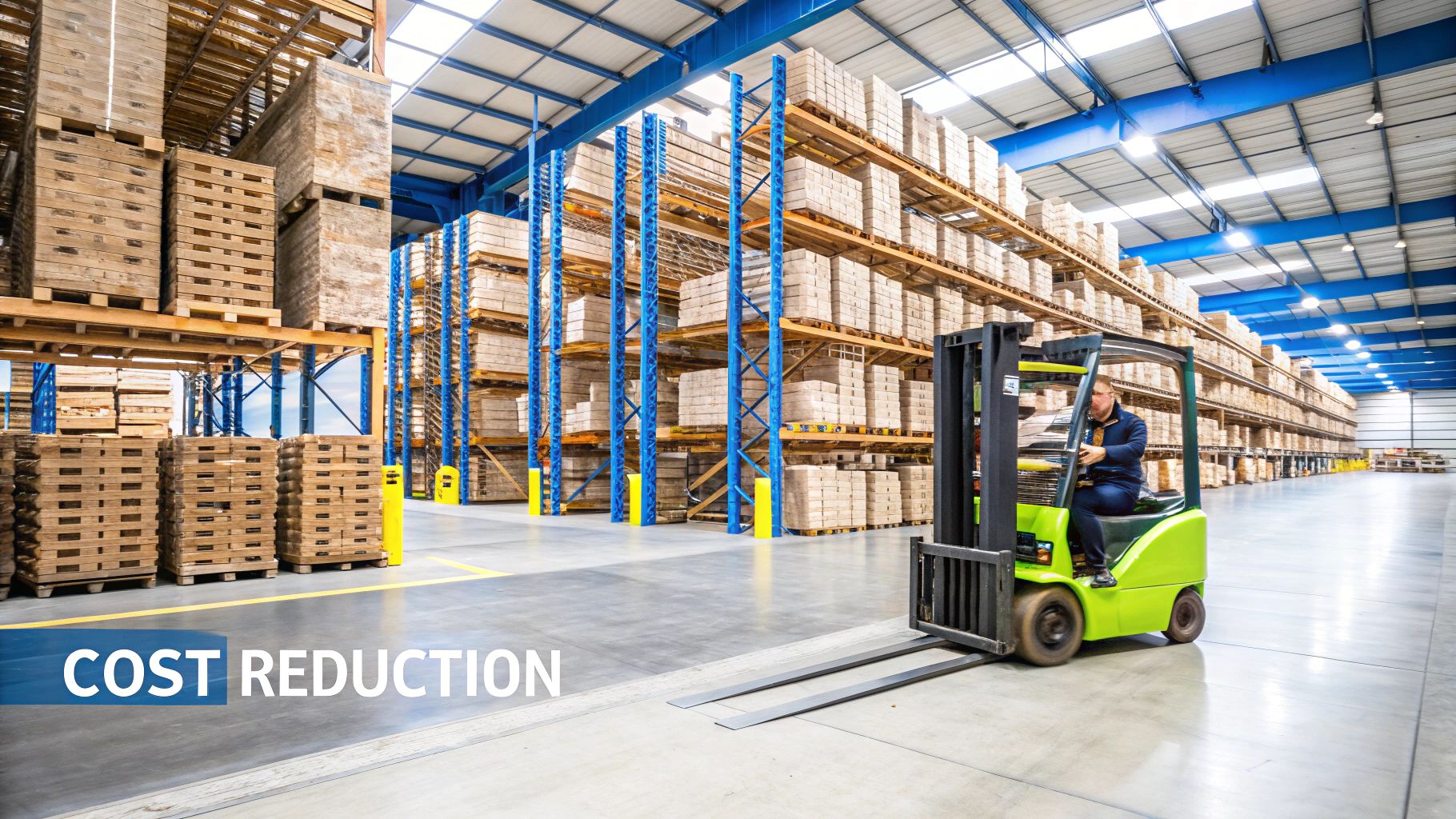 Warehouse workers efficiently packing boxes in a modern fulfillment center