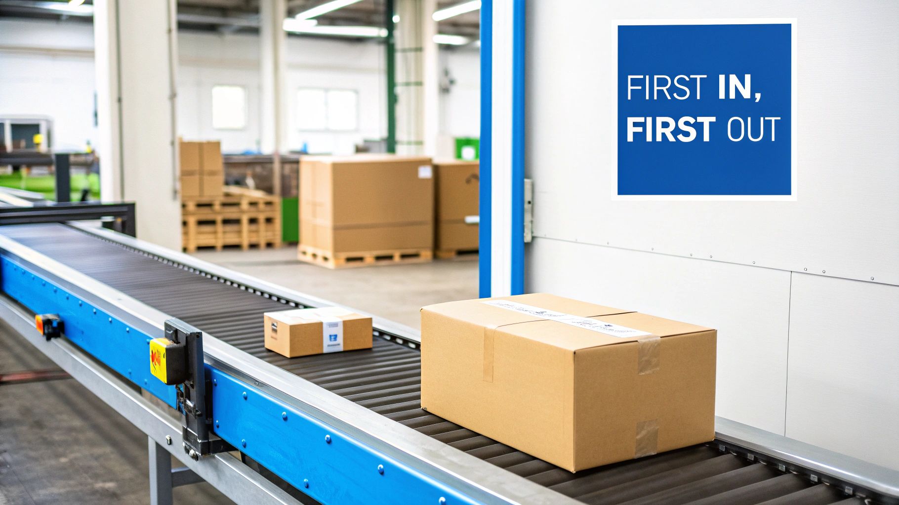 Warehouse worker scanning boxes of inventory, illustrating the flow of goods.