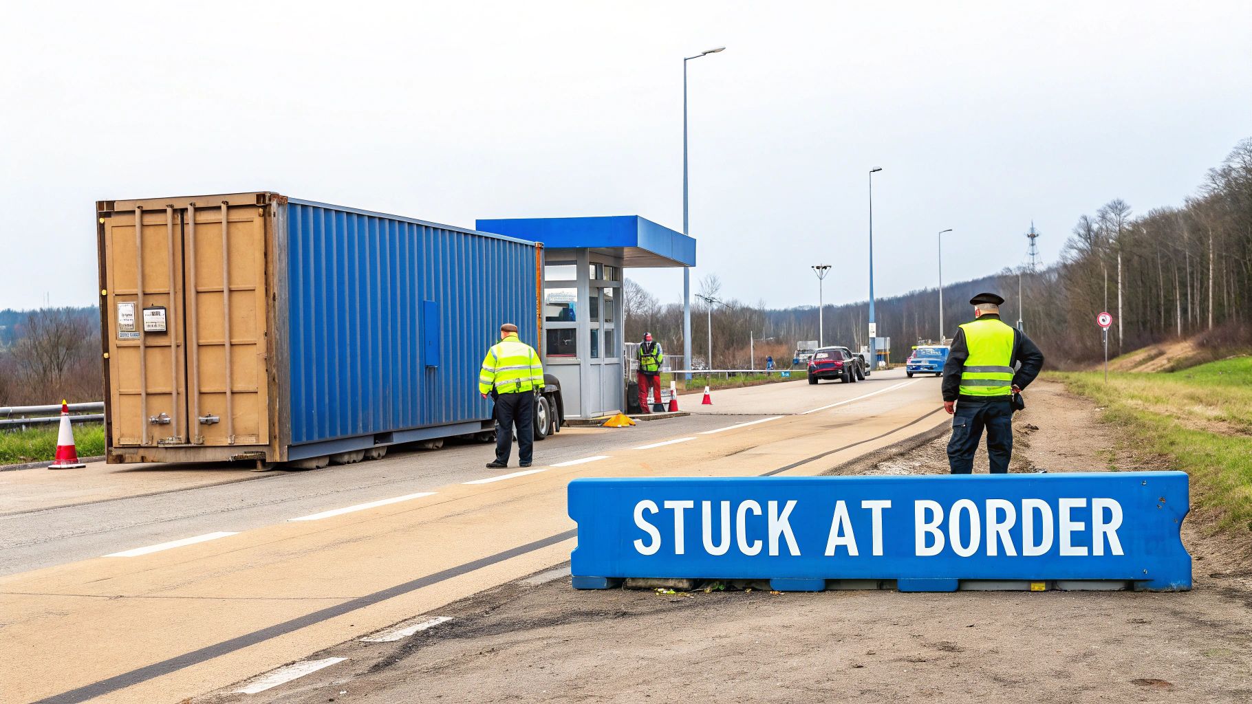 Multiple cargo containers stacked at a busy port, illustrating the complexity of international shipping.