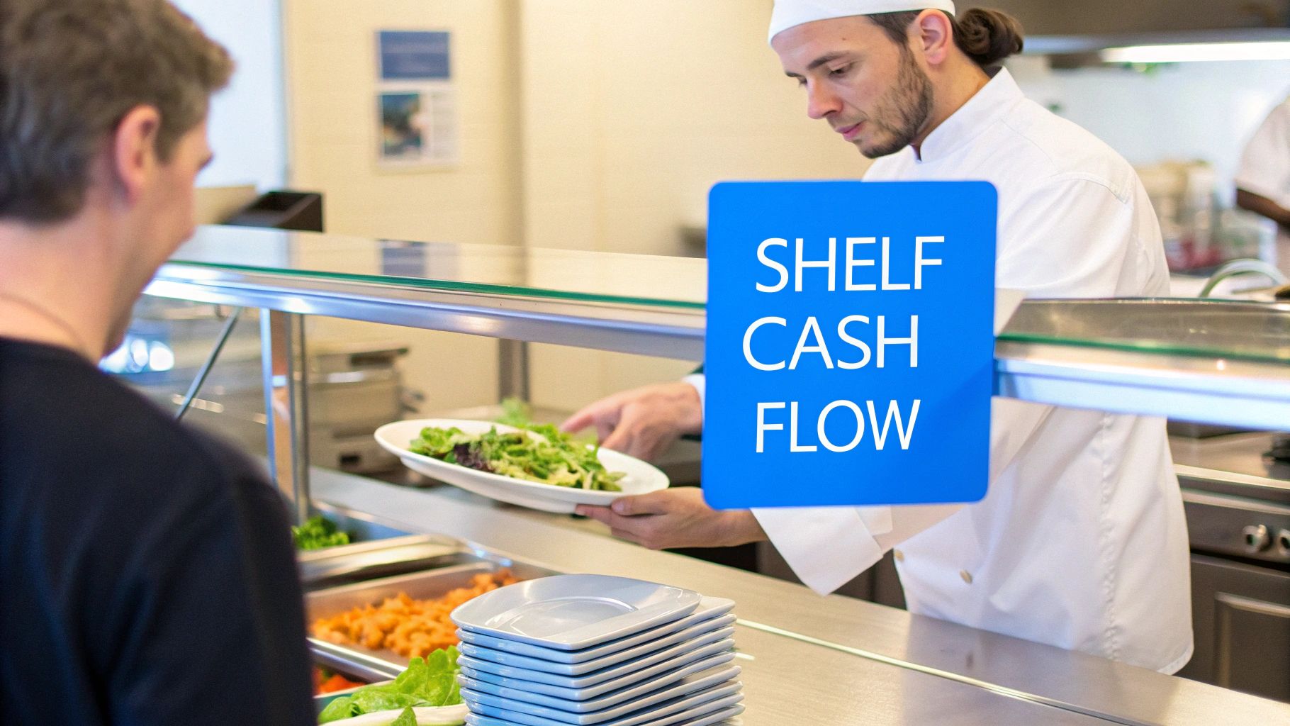 A person managing inventory in a warehouse with boxes and a clipboard