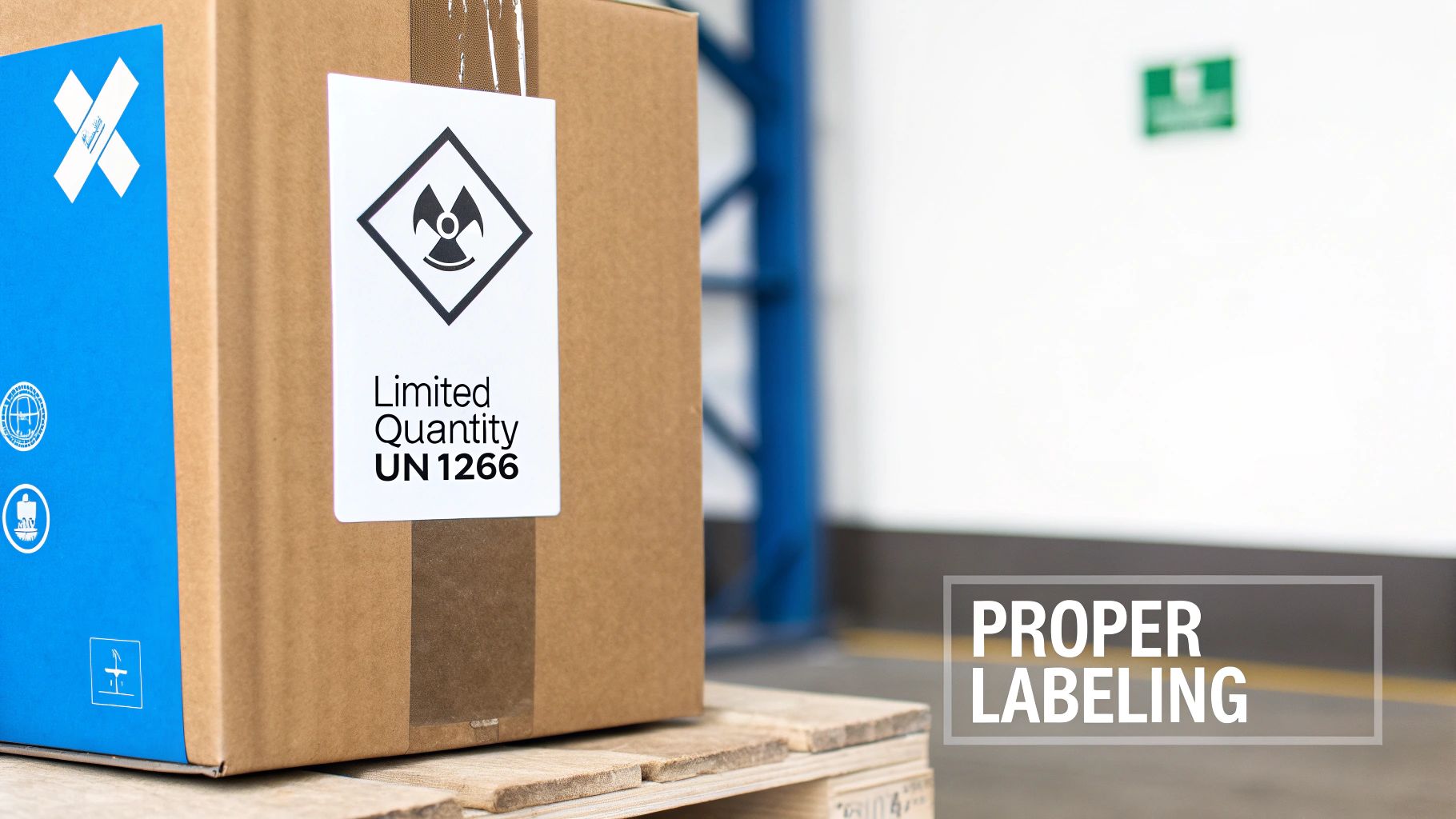 A properly labeled box with warning stickers and shipping addresses, ready for perfume shipment