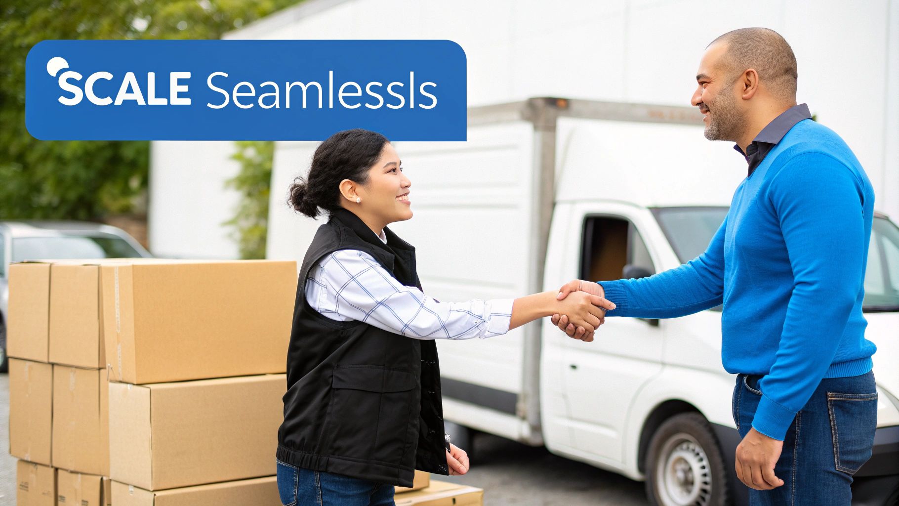 An organized warehouse with staff efficiently packing boxes for shipment