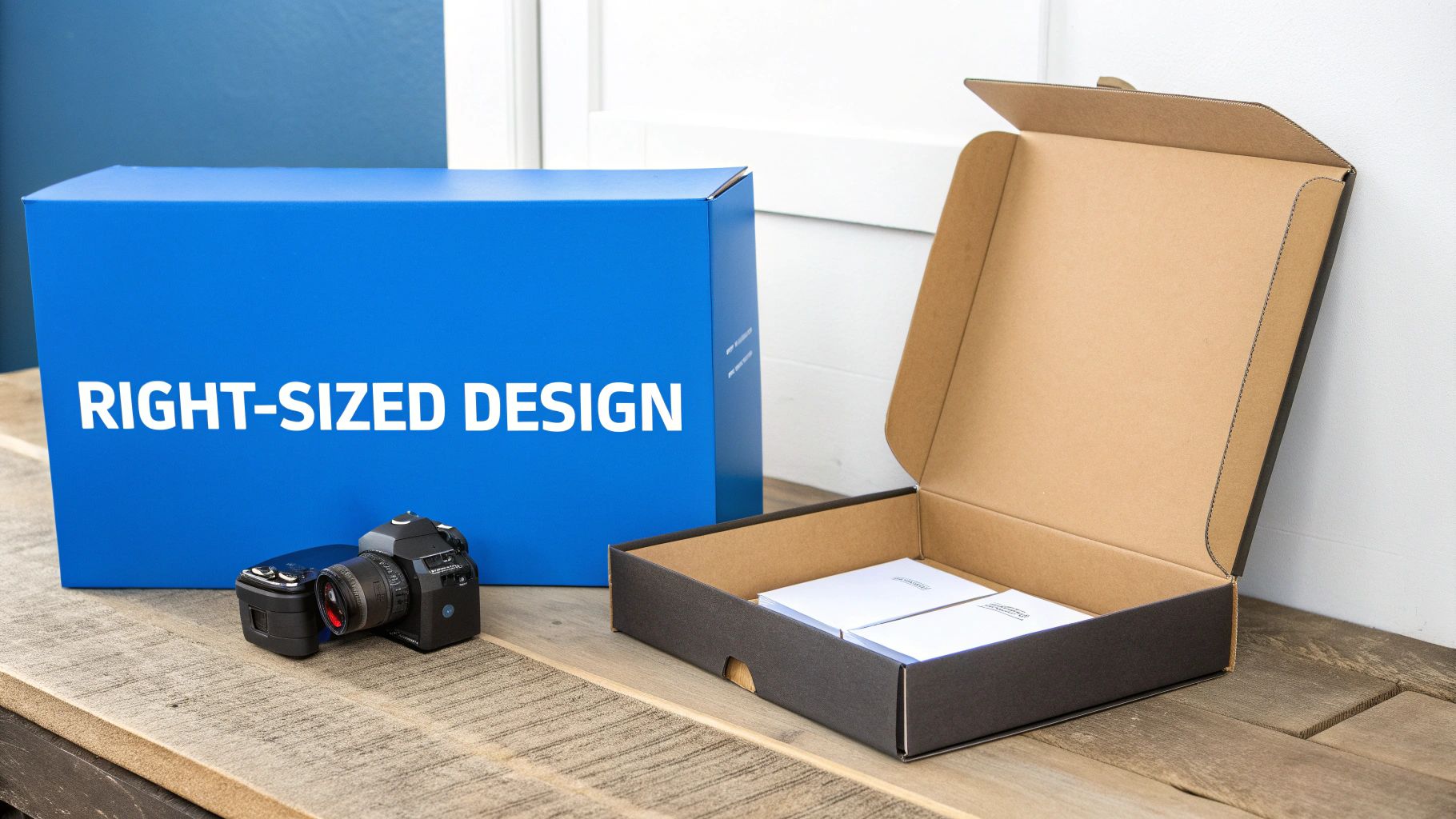 A person carefully placing a product into a perfectly sized shipping box with eco-friendly paper cushioning