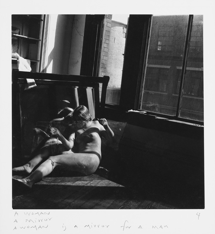 Francesca Woodman. "A Woman; A Mirror; A Woman is a Mirror for a Man 4" or "A Woman is a Mirror for a Man #4," 1976, from the "A Woman is a Mirror for a Man" series, 5 3/4 x 5 5/8 in. Gelatin silver print © Woodman Family Foundation / VEGAP, Spain