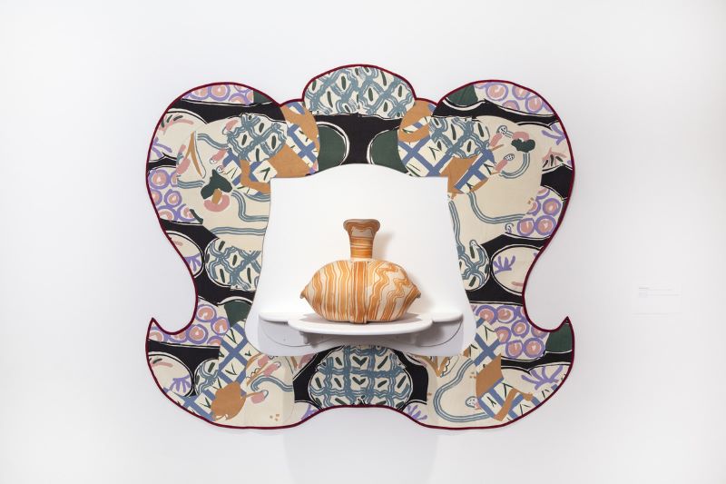 Betty Woodman. "Window," 1980. Pigment, thread, velcro on cotton, canvas, sateen, and earthenware. 62 x 75 in. Collection of The Fabric Workshop and Museum. Photo: Phillip Unetic