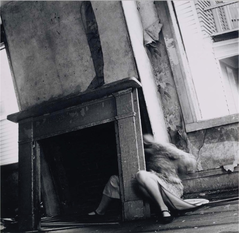 Francesca Woodman. "#1" or "House #1" or "Abandoned House," 1976, from the "Abandoned House" series, 4 15/16 x 5 116 in. Gelatin silver print. Collection of the Addison © Woodman Family Foundation / Artists Rights Society (ARS), New York