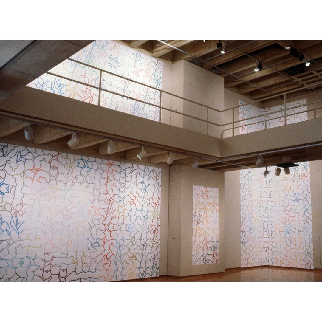 L to R: 1: George Woodman. “Paper Tilings,” 1981. Installation view, Wright State University, Dayton, OH, 1981 | 2, 3: Correspondence from Betty to George, 1952. Woodman Family Foundation Archives | 4: Detail from “Paper Tilings,” 1981, Wright State University | 5: Henri Matisse. “La Vierge et l’Enfant,” 1950. From “Matisse: From Color to Architecture” | 6: George Woodman. Paper tiles, 1980. Installation view, Denver Art Museum, Denver, CO, 1980 | 7: Henri Matisse. “L’Oiseau,” 1946. From “Matisse: From Color to Architecture” | 8: Spread from “Matisse: From Color to Architecture” | 9: Chapelle du Rosaire, Vence, France. Photo © David Huguenin | 10: George Woodman. “Sentimental Geometry,” 1981, 120 x 252 in. Hand-painted paper tiles. Installation view, Yellowstone Art Center, Billings, MT, 1981 | 11: Chapelle du Rosaire, Vence, France. Photo © Musée Matisse de Nice | 12: Betty Woodman. “The Chapel,” 2011, 105 x 86 x 13 in. Glazed earthenware, epoxy resin, lacquer, acrylic paint, wood, canvas | 13: Henri Matisse. “L’Arbre de Vie,” 1949. From “Matisse: From Color to Architecture” | 14: Betty Woodman. “Windows of Matisse,” 2005, 37 x 44 1/2 x 7 1/2 in. Glazed earthenware, epoxy resin, lacquer, paint | 15: Page from “Paper Tilings by George Woodman,” 1981 | 16: “Matisse: From Color to Architecture” by René Percheron and Christian Brouder, 2004. Works by Matisse © Succession H. Matisse / Artists Rights Society (ARS), New York. Works by Betty Woodman and George Woodman © Woodman Family Foundation / ARS, New York