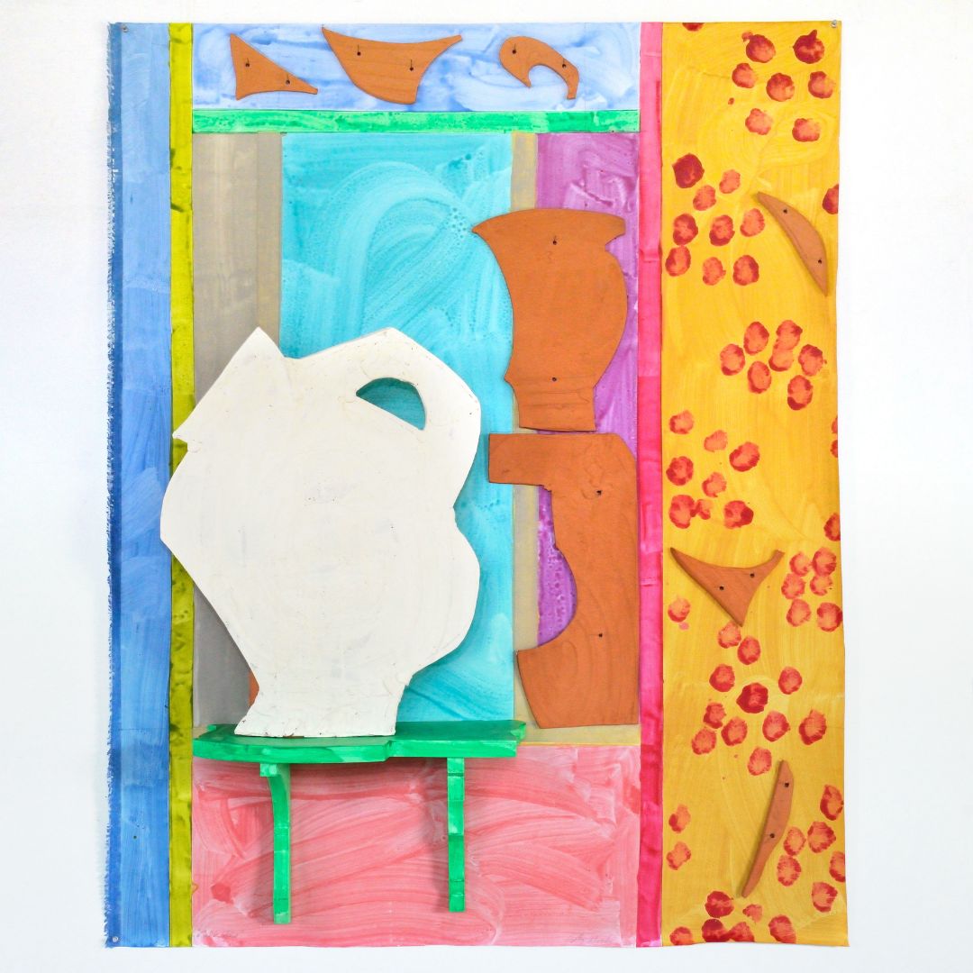 L to R: 1: Betty Woodman. “Lake View,” 2013, 60 x 46 x 11 1/2 in. Glazed earthenware, epoxy resin, lacquer, acrylic paint, wood, canvas | 2: George Woodman. “Love Nests at Lake Lemon,” 1962, 38 x 50 in. Oil on canvas | 3: Francesca Woodman. “Untitled,” 1979, 3 13/16 x 3 13/16 in. Gelatin silver print | 4: Betty Woodman. “Lago di Como,” 1995, 26 1/2 x 43 1/2 x 10 1/2 in. Glazed earthenware | 5: George Woodman. “Untitled,” c. 2000, 19 1/8 x 10 in. Gelatin silver print | 6: Betty Woodman. “Deco Lake Shore,” 2002, 24 x 50 in. Terra sigilatta, wax, acrylic paint, graphite on paper. Collection of the Metropolitan Museum of Art, New York. | 7: Francesca Woodman. “Untitled,” c. 1972-75, 3 7/8 x 5 7/8 in. Gelatin silver print | 8: George Woodman. “Swimming at Kippy Stroud’s,” 2002, 16 x 20. Gelatin silver print | 9: Francesca Woodman. "Untitled," c.1979-80, 4 1/2 x 4 3/4 in. Gelatin silver print © Woodman Family Foundation / Artists Rights Society (ARS), New York