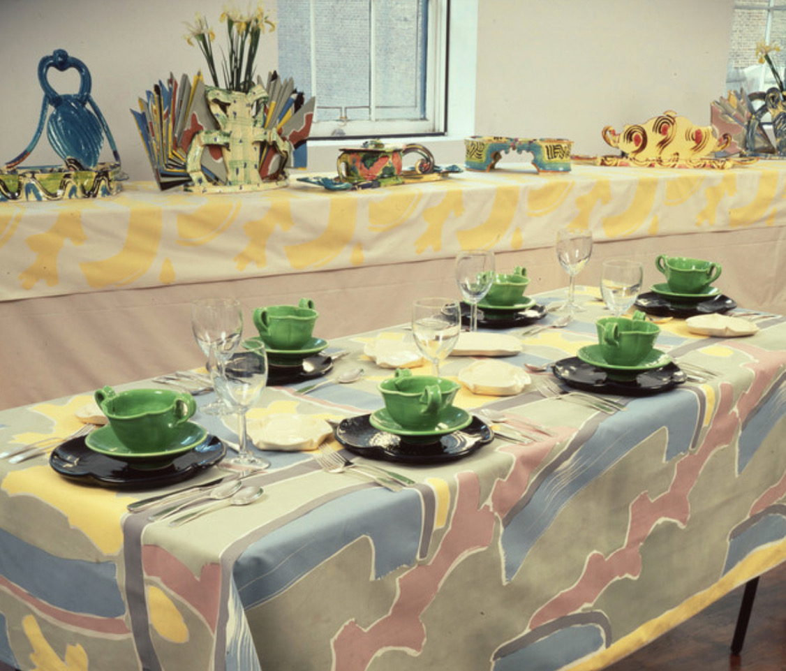 Betty Woodman. Presenting Food, 1985. Installation views at the Fabric Workshop, New York. First image courtesy Fabric Workshop and Museum.