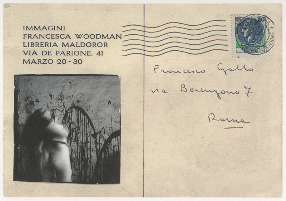 Invitation postcards by Francesca Woodman, Libreria Maldoror, Rome, Italy, 1978