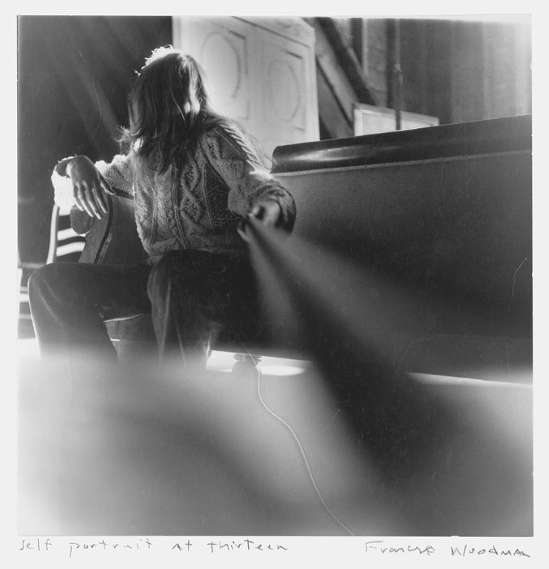 L to R: “Self-Portrait at Thirteen," c. 1972, 6 3/4 x 6 11/16 in. Gelatin silver print | 2 & 3: Francesca Woodman's Yashica Mat-124G camera | “Untitled," 1979, 3 5/16 x 3 1/2 in. Chromogenic print. All artworks by Francesca Woodman © Woodman Family Foundation / Artists Rights Society (ARS), New York. Woodman Family Foundation Archives.