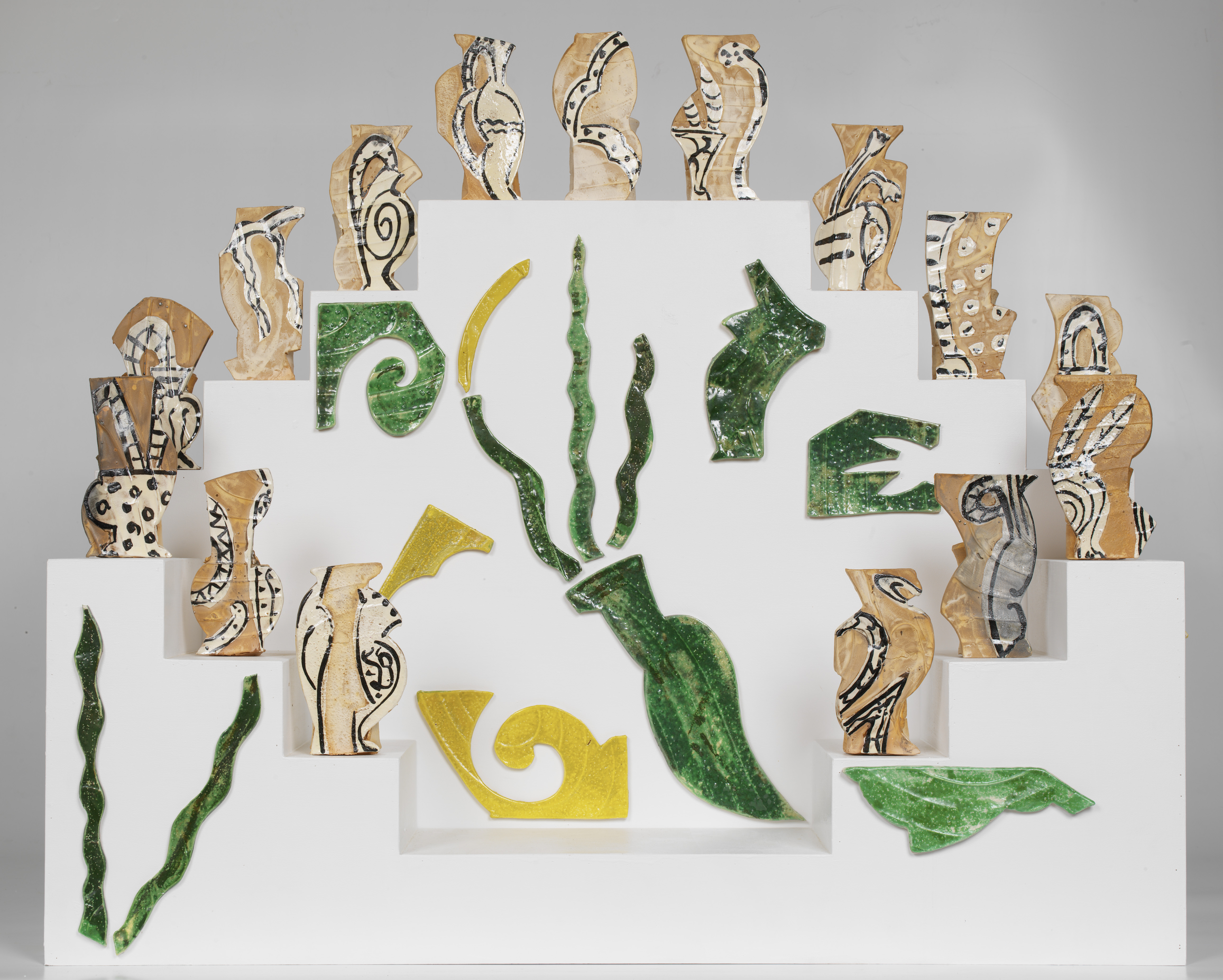 Betty Woodman. "Theater 2 — The Rockettes," 26 x 26 x 21 in. Glazed earthenware, wood, paint © Woodman Family Foundation / Artists Rights Society (ARS), New York