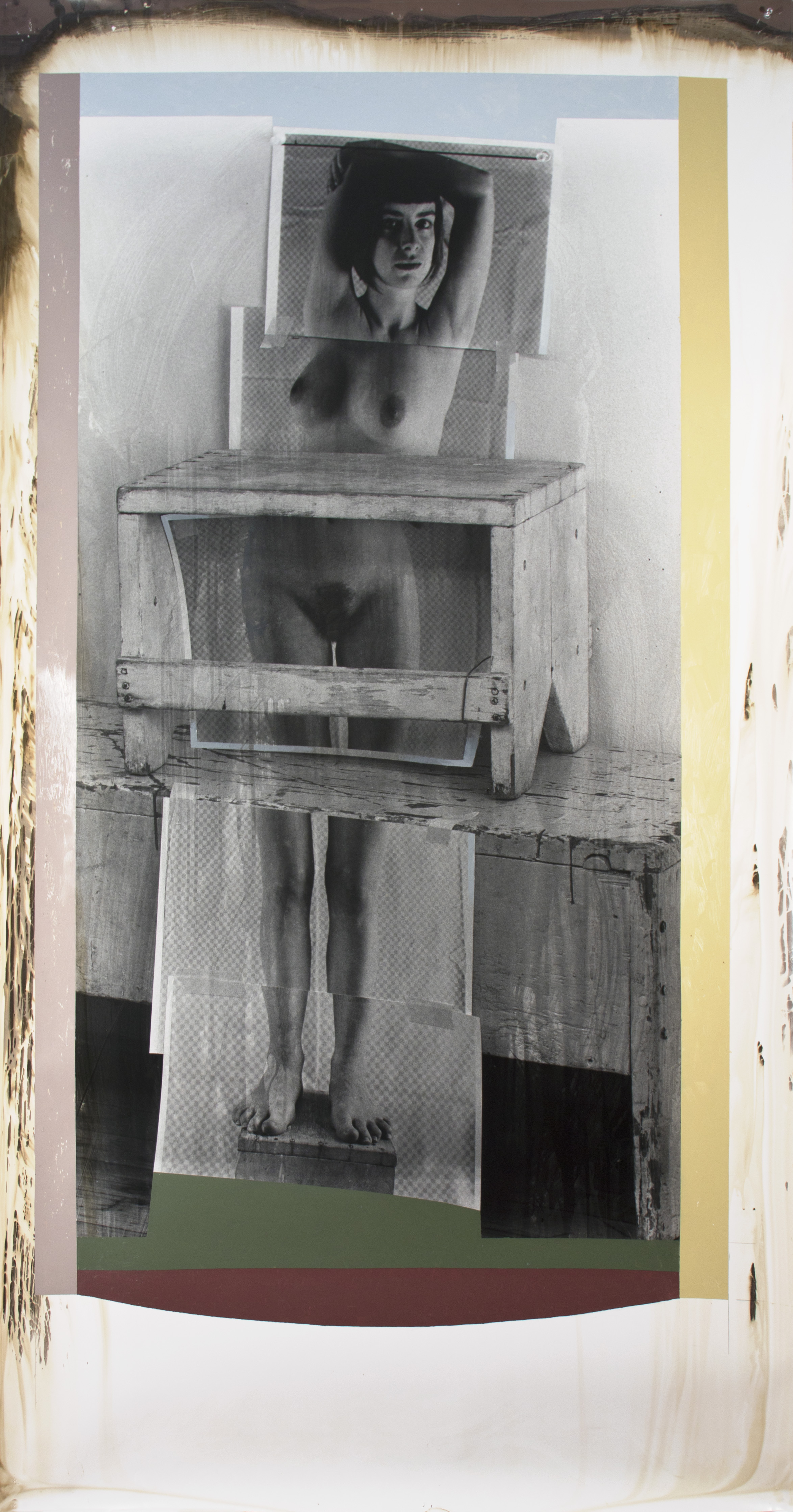 George Woodman, Long Jessica + Bench, 2007, oil on gelatin silver print