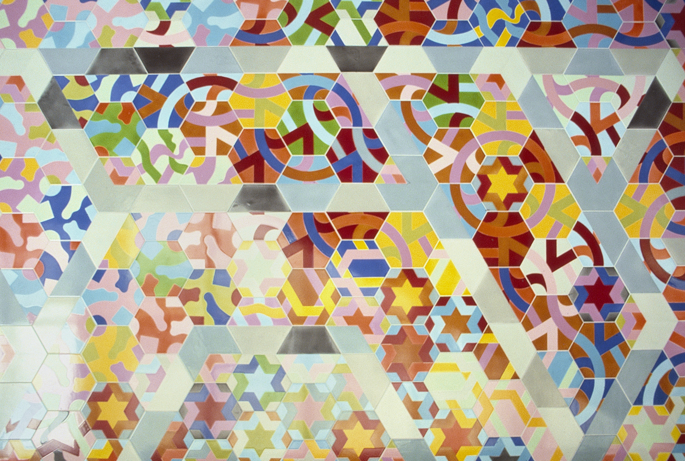 George Woodman, Dreamers and Voyagers Come to Detroit, 1987, dry-pressed industrial tiles