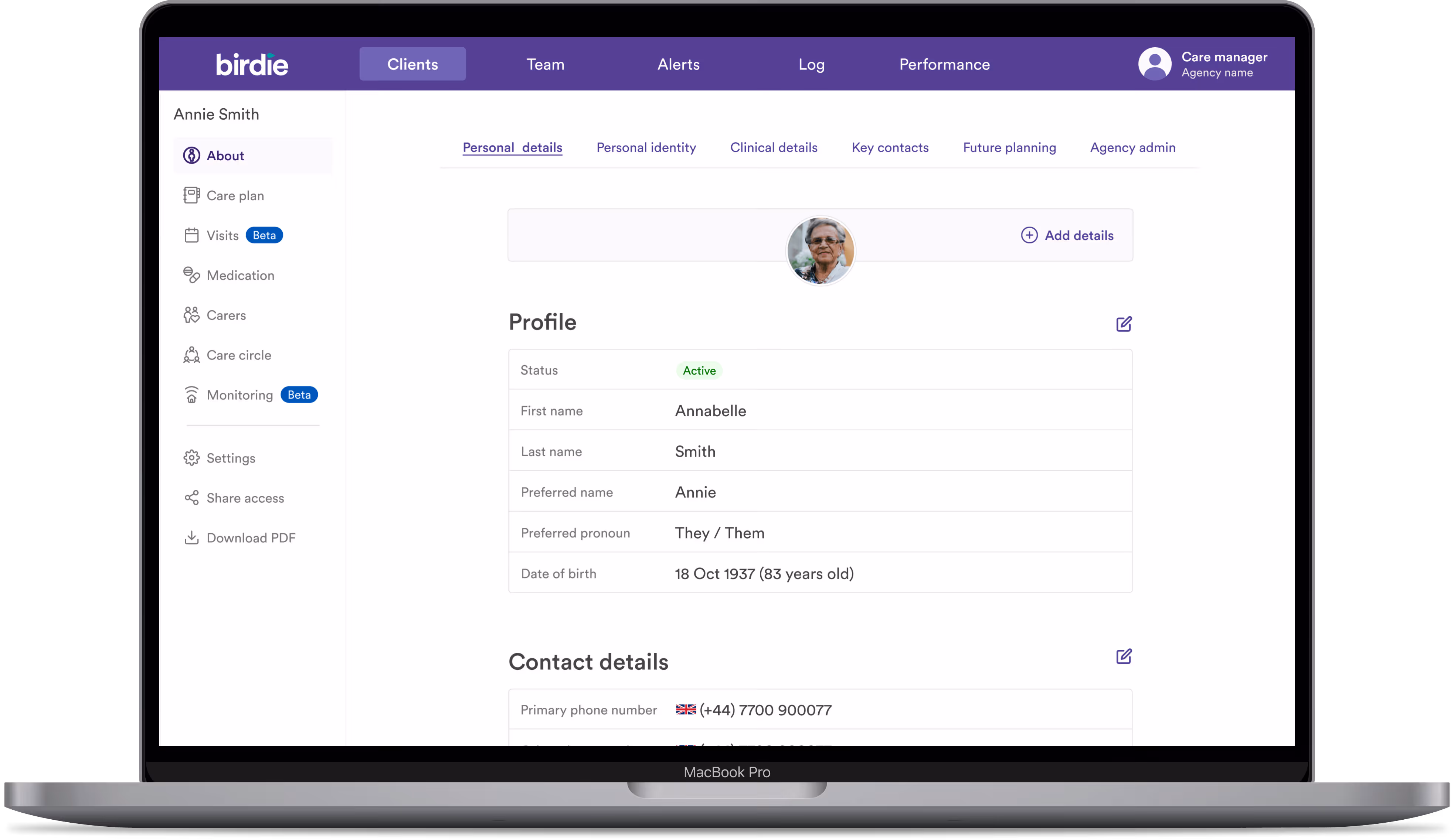 Birdie Medication manager showing medication schedule and partially taken medication
