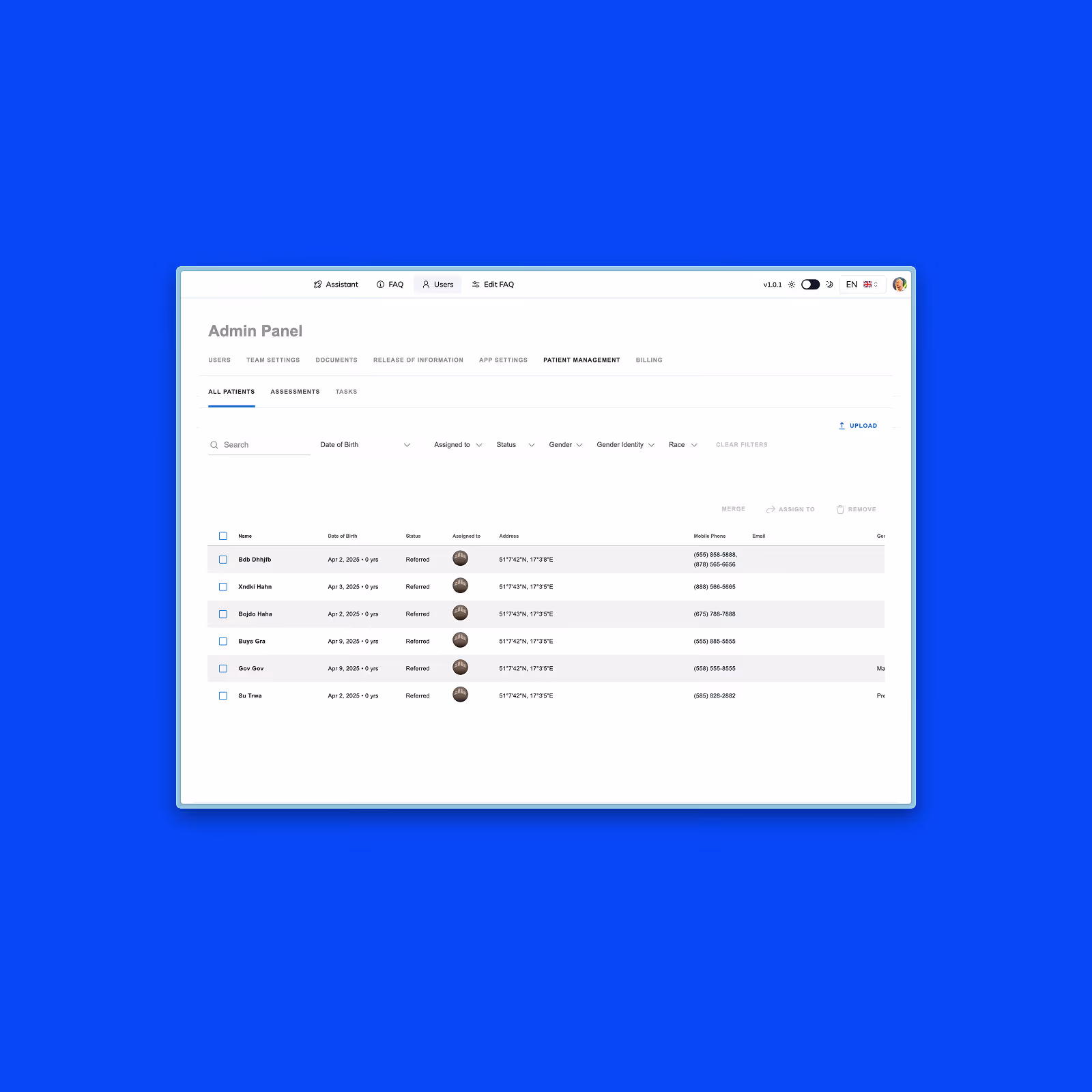 image of healthcare web application dashboard