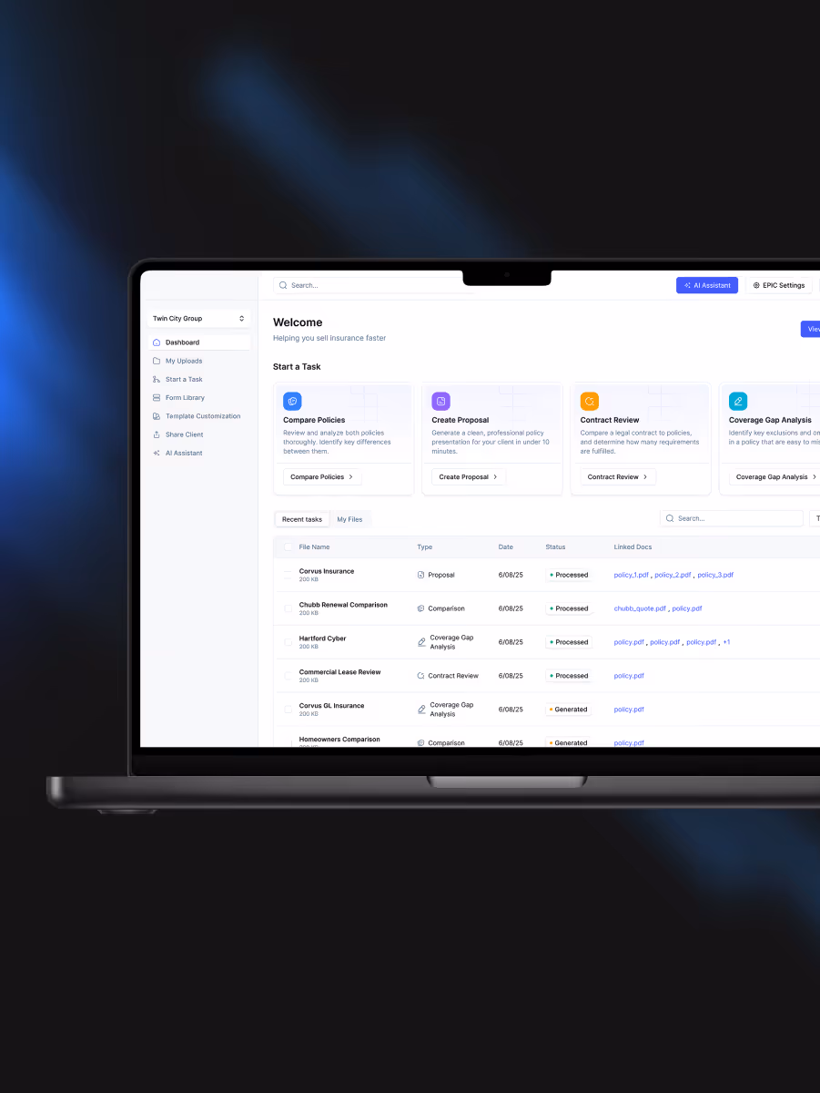 image of laptop with AI Platform for Insurance Brokers