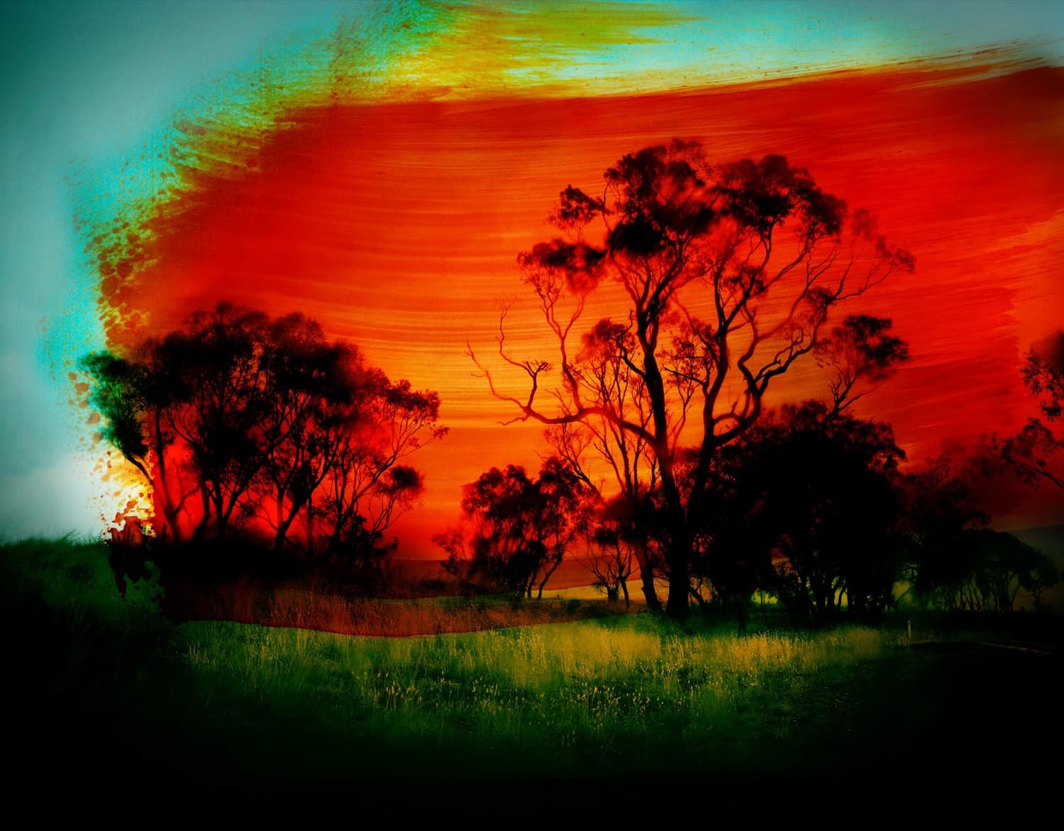 Aletheia Casey overlays paint on photos to evoke wildfires and Australia’s brutal past.