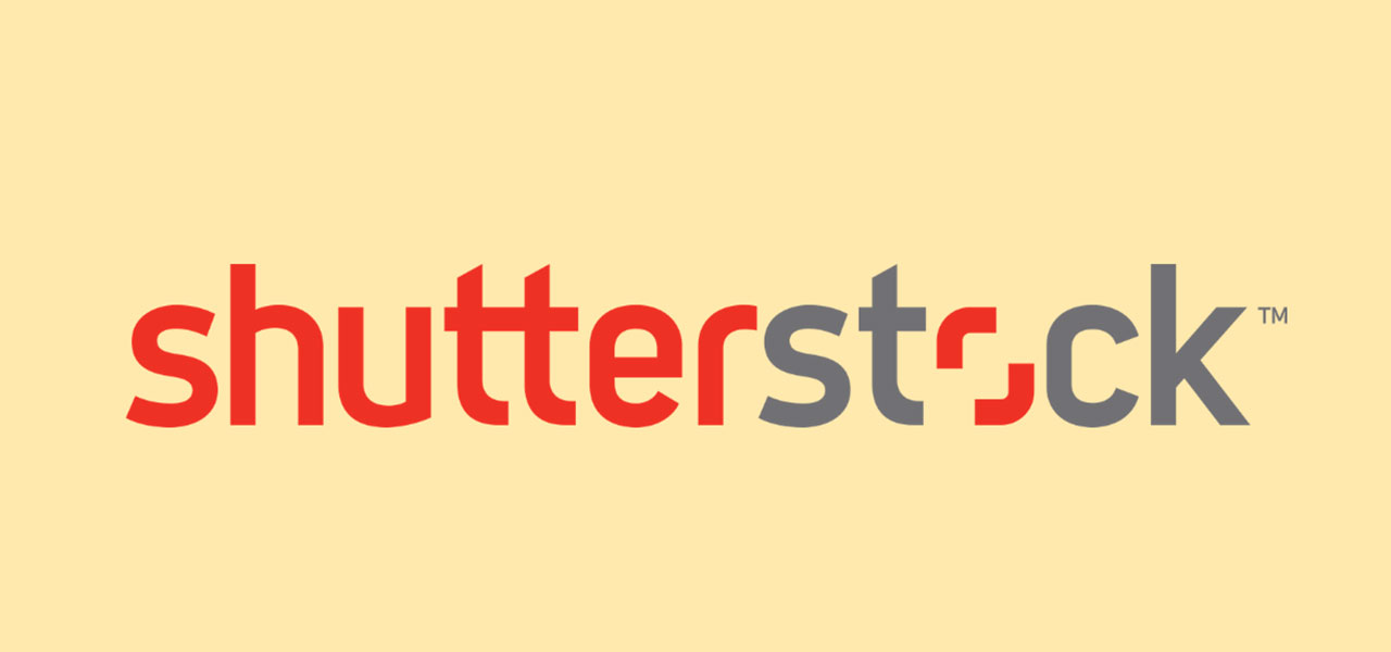 Shutterstock logo over yellow background.