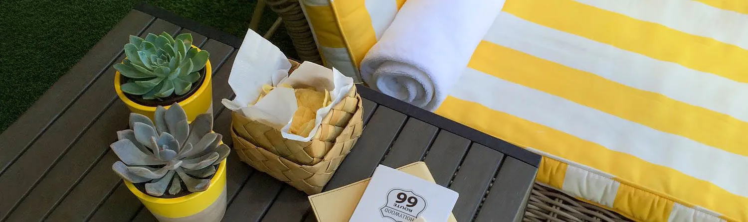 photo of poolside table