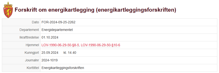 Forskrift om energikartlegging