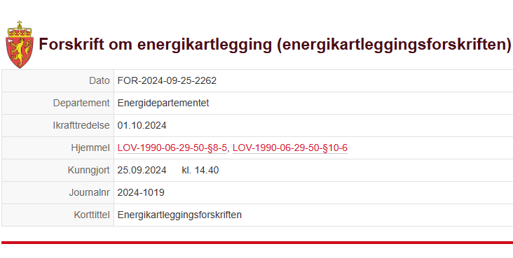 Forskrift om energikartlegging