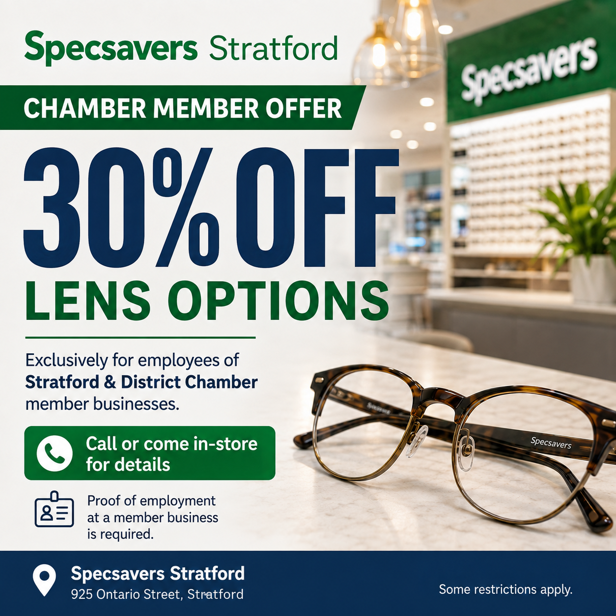 Specsavers Stratford Chamber Member Offer