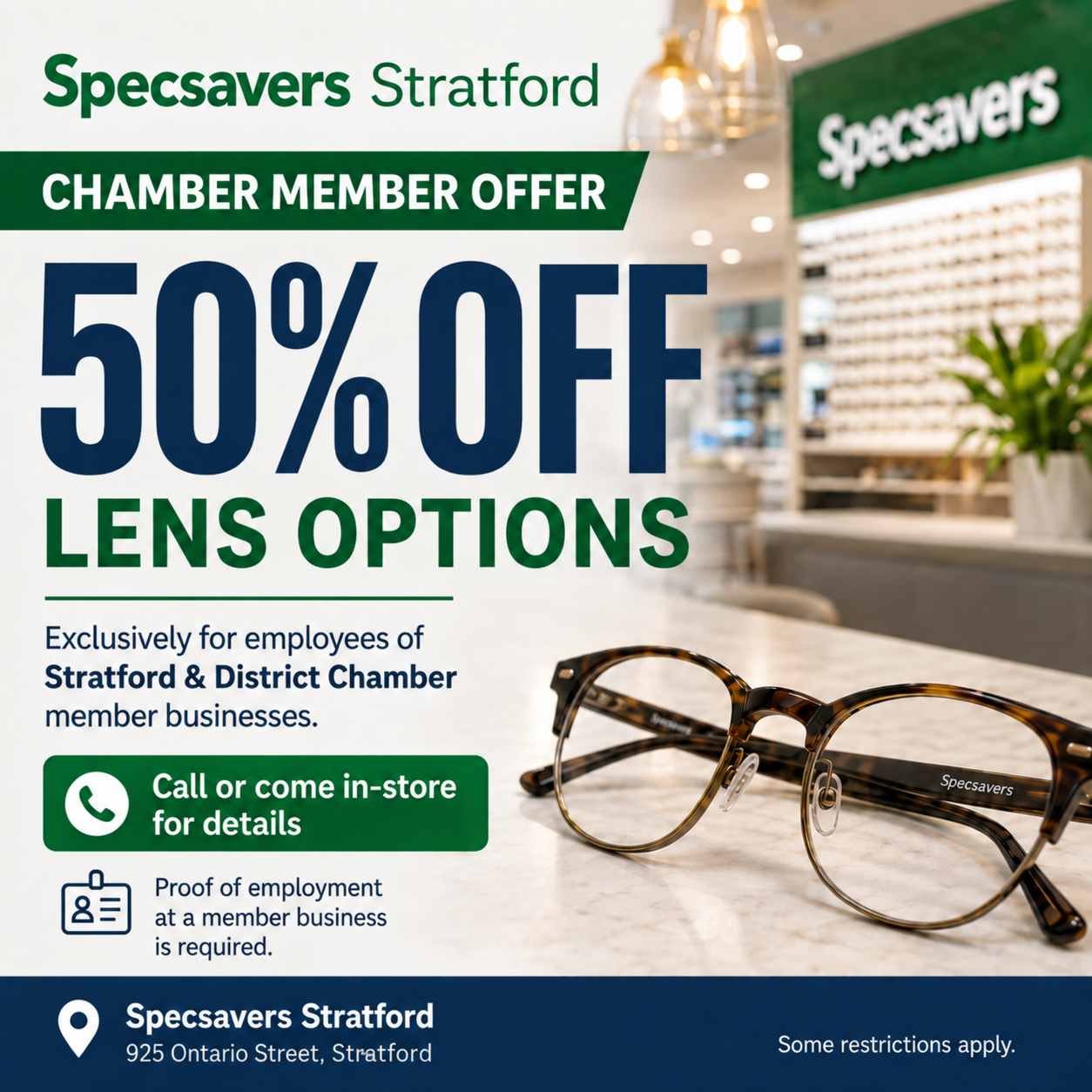 Specsavers Stratford Chamber Member Offer