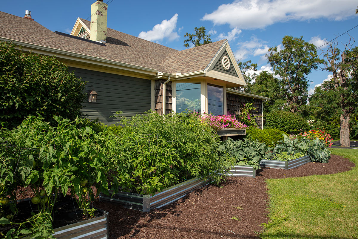 Garden in front of restaurant