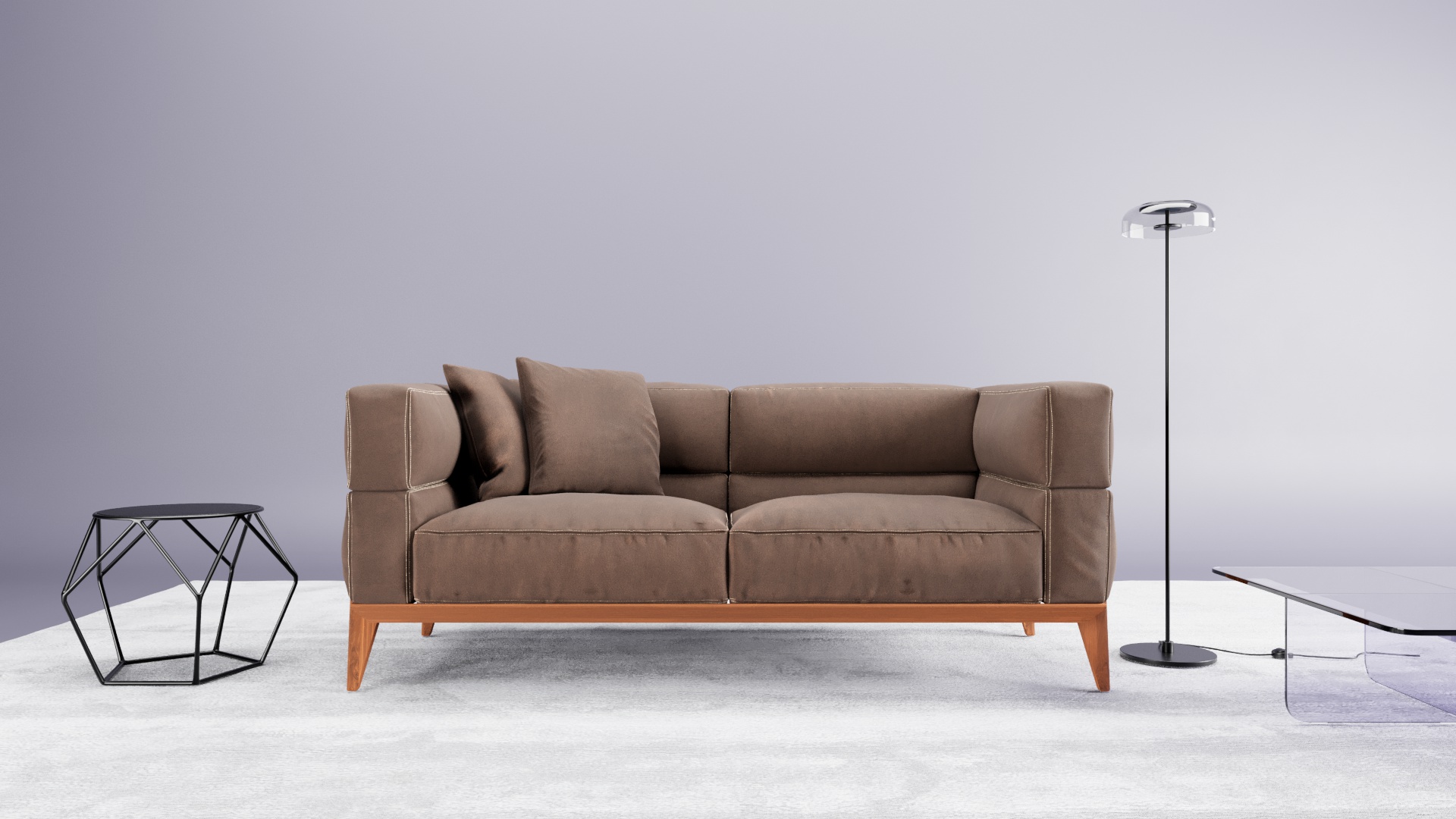 Render 3D fotorealistico divano Ago – progetto In Studio 3D, realizzato da Filippo Piantanida Studio