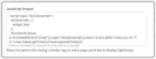 Screenshot of the Lighthouse Widget code