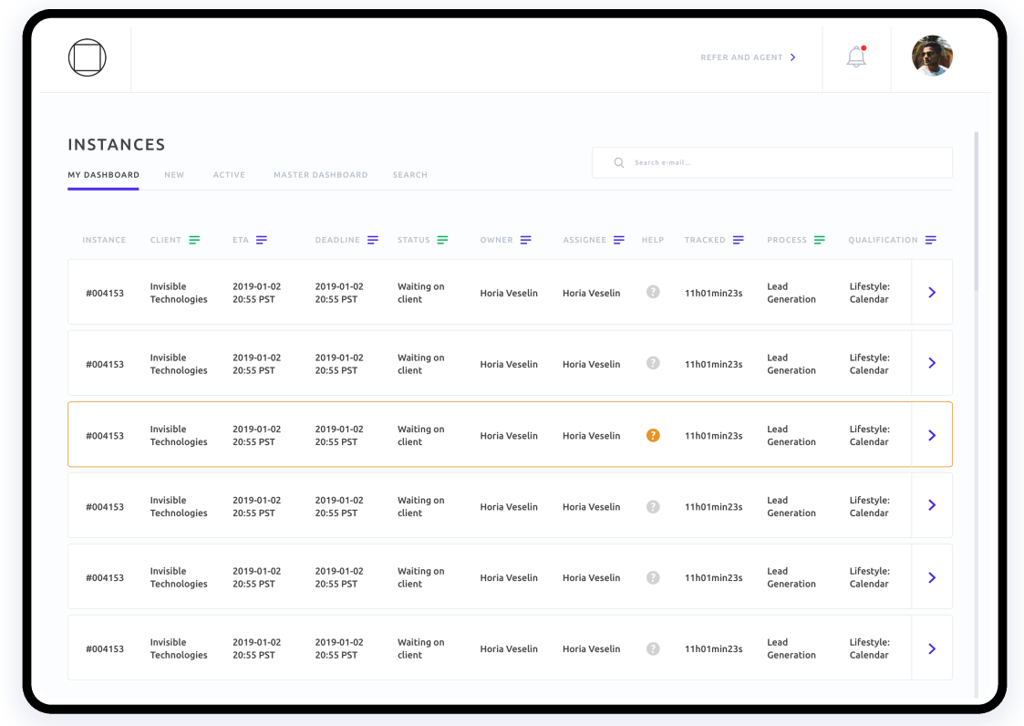 invisible lead generation dashboard