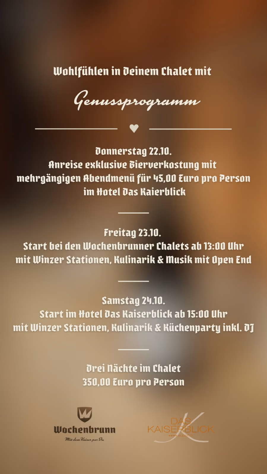 Flyer mit Infos zum Genussprogramm des Events: Schlürf & Schlemmer.