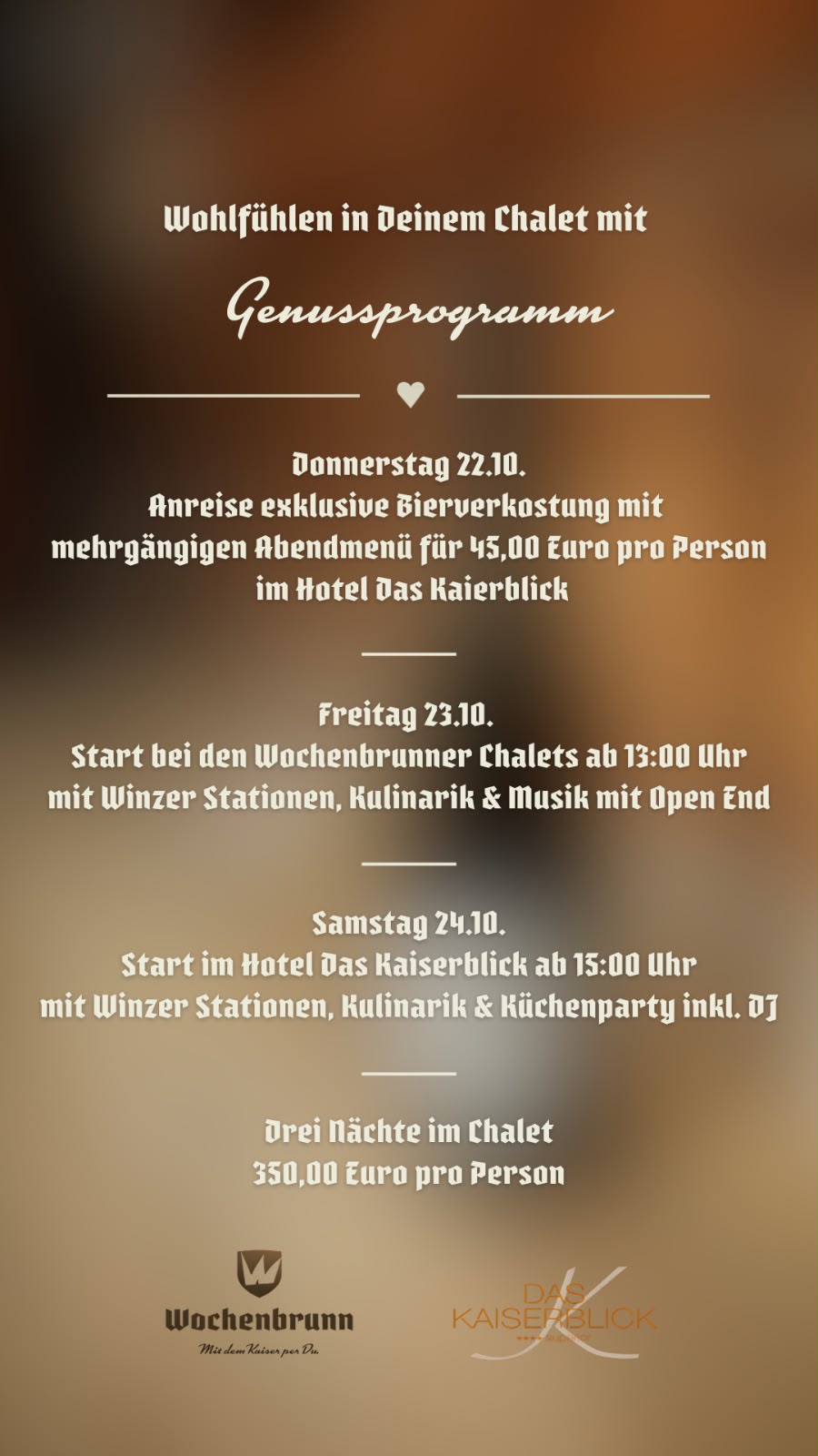 Flyer mit Infos zum Genussprogramm des Events: Schlürf & Schlemmer.