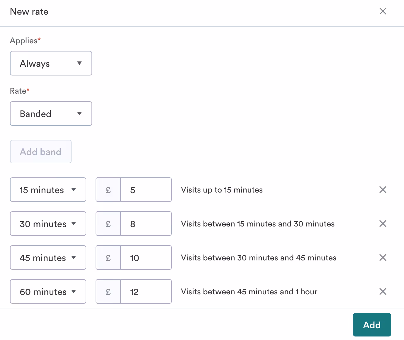 Add banded rates in Birdie