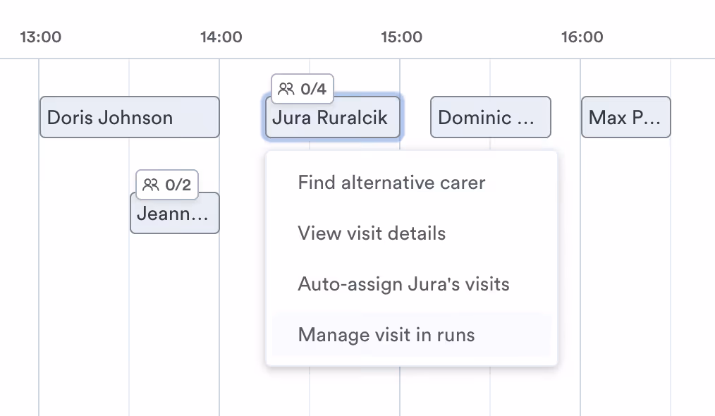 Manage your visits in runs